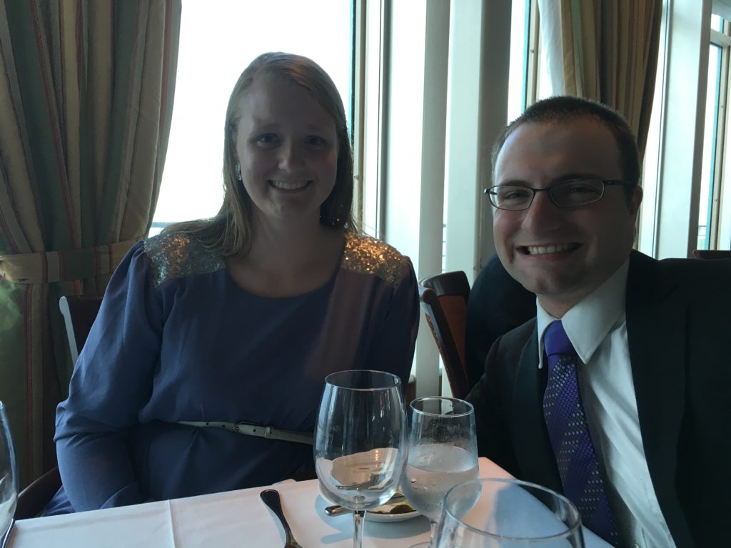 Ben and Meagan at dinner on the cruise