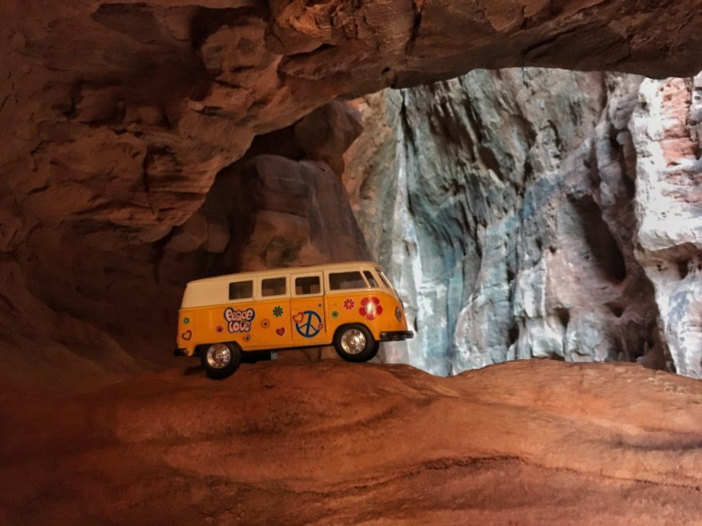 yellow van in Jenny's Canyon