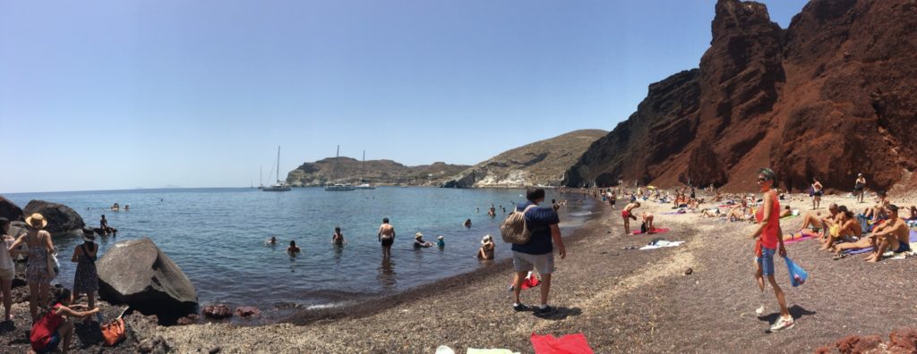 panorama of the red beach