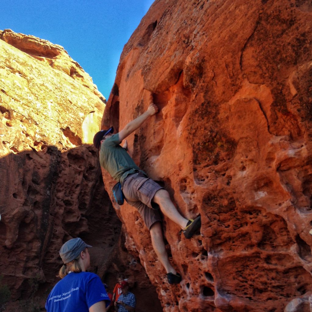 Ben bouldering at Pioneer Park