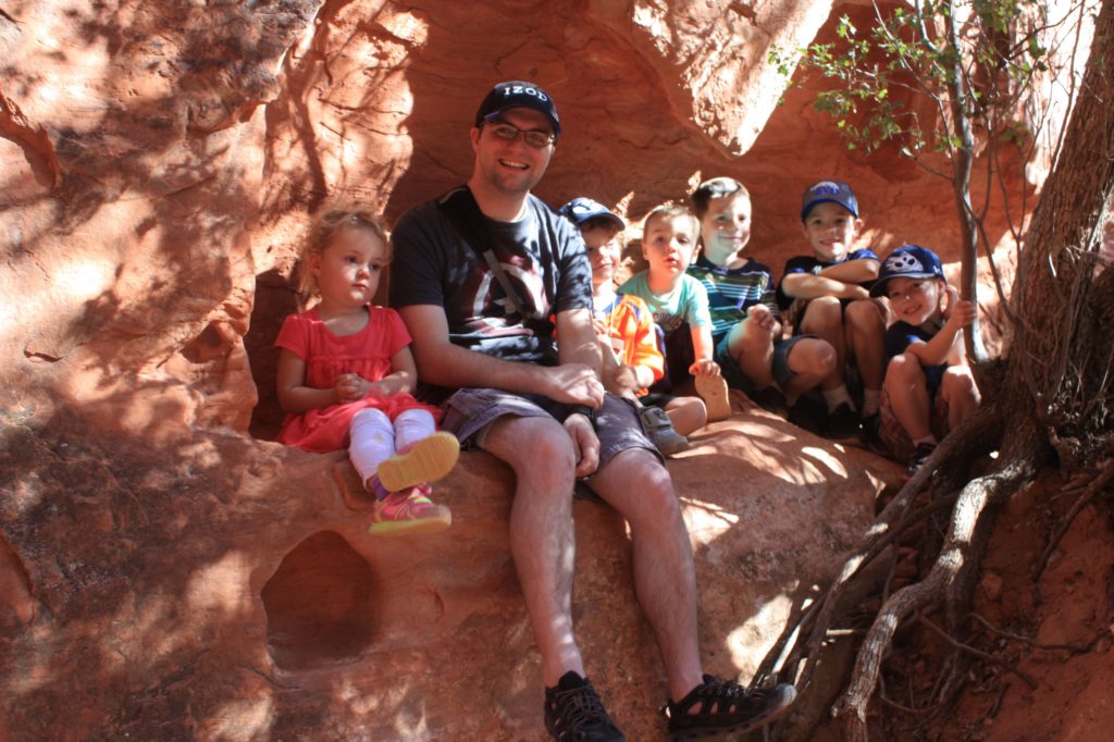 Ben with kids in Jenny's Canyon