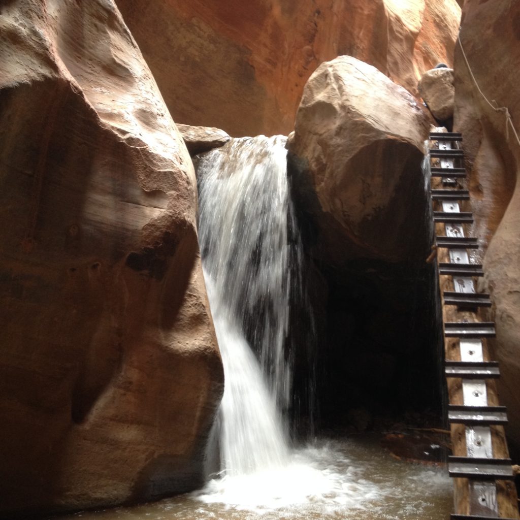 Picture of the first falls and the ladder to get up them