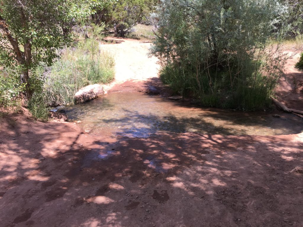 The early part of the trail crossing the rive