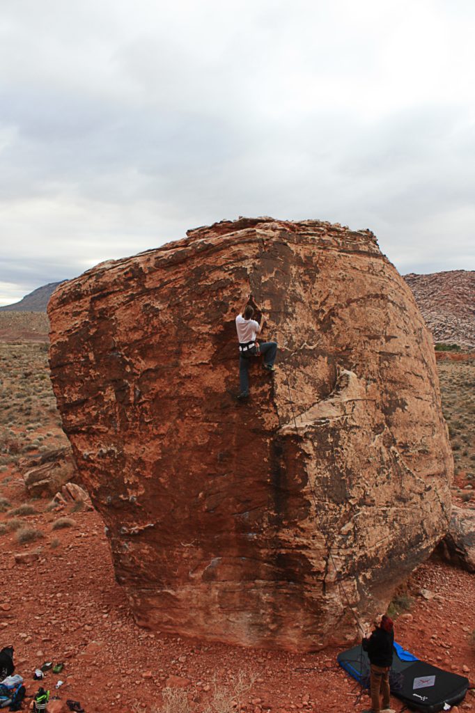 Spencer climbing the cube