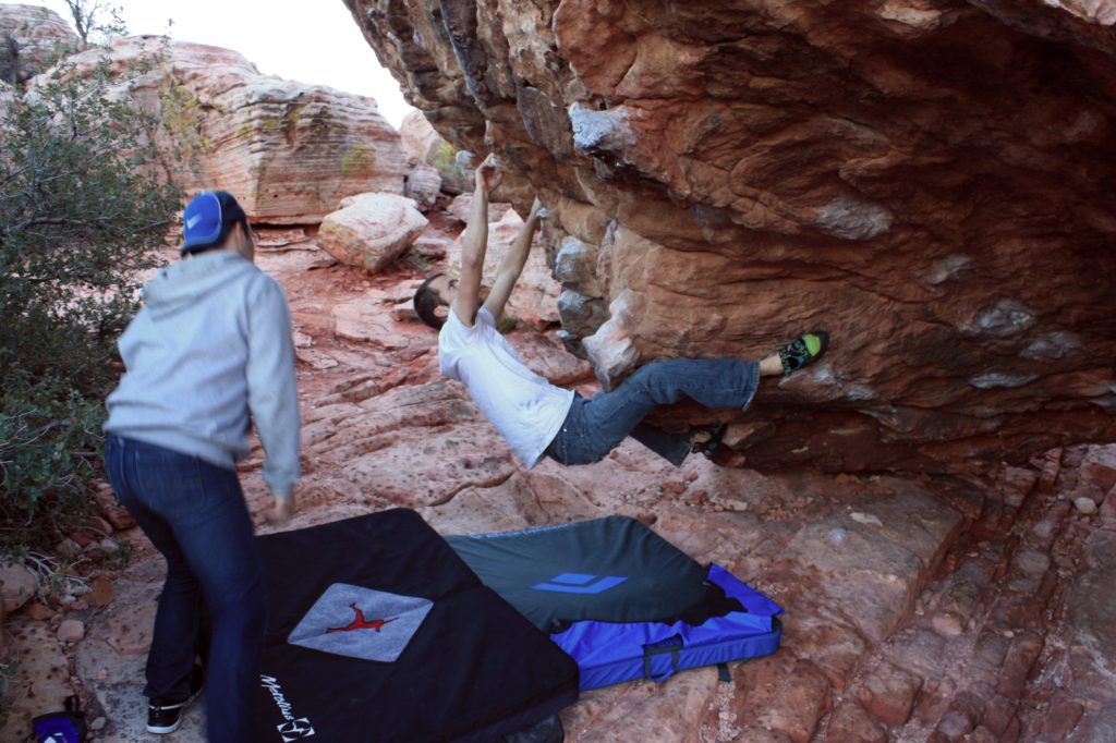 Climber on a steep overhang