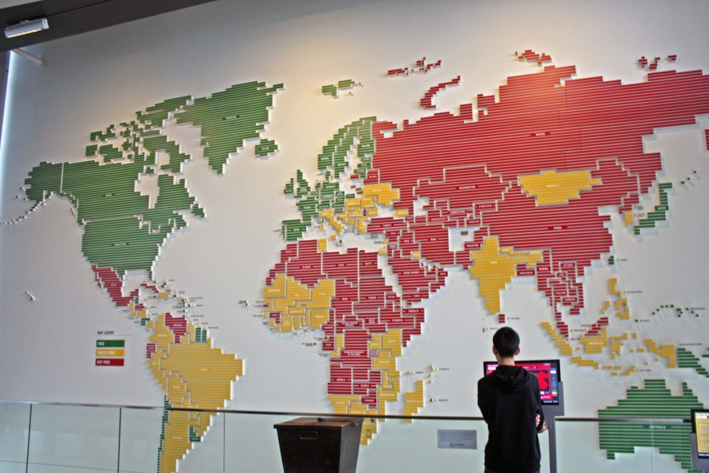 Freedom of the Press map at the Newseum