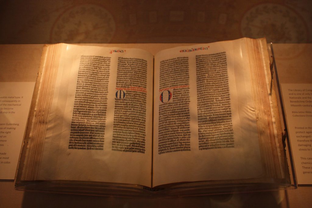 A volume of the Gutenberg Bible at the Library of Congress