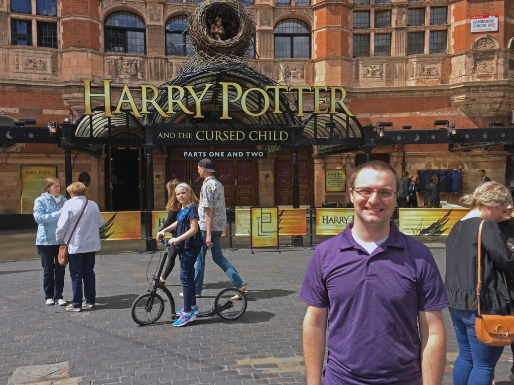 Ben with the Harry Potter and the Cursed Child sign