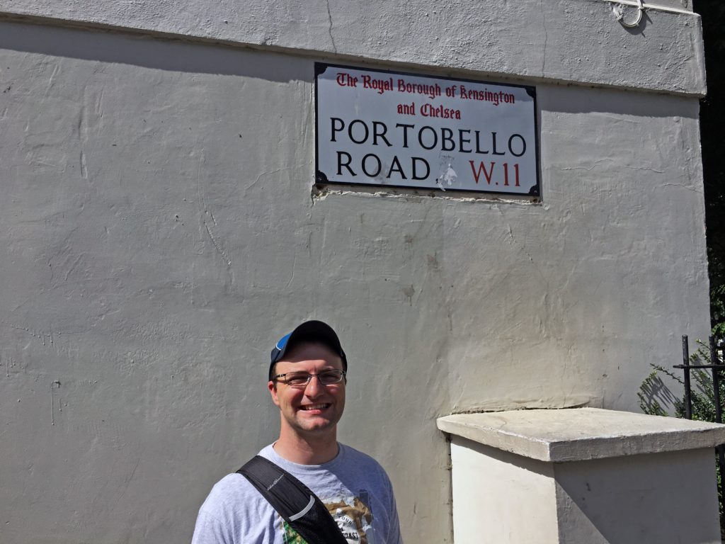 Ben with the Portobello Road street sign
