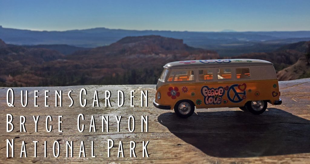 Title card showing the yellow van and saying Queens Garden Trail Bryce Canyon National Park