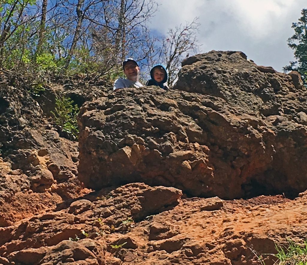 Ben and Nephew on a Rock at Grotto Falls