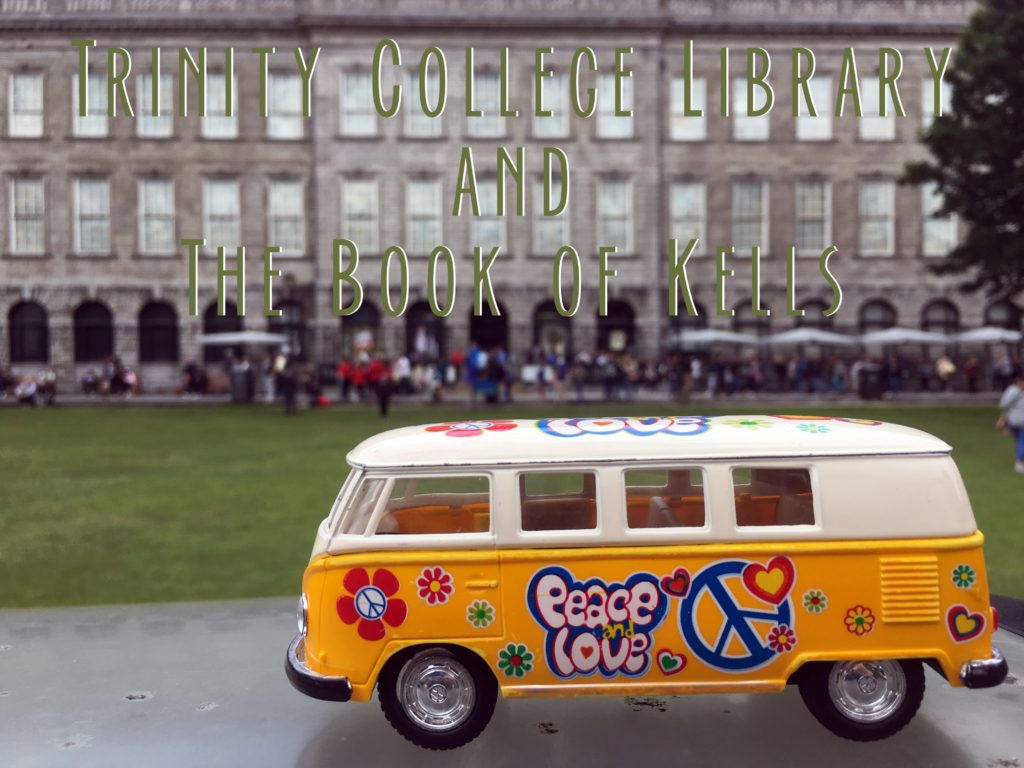 Book of Kells Title card showing the Yellow Van at Trinity College