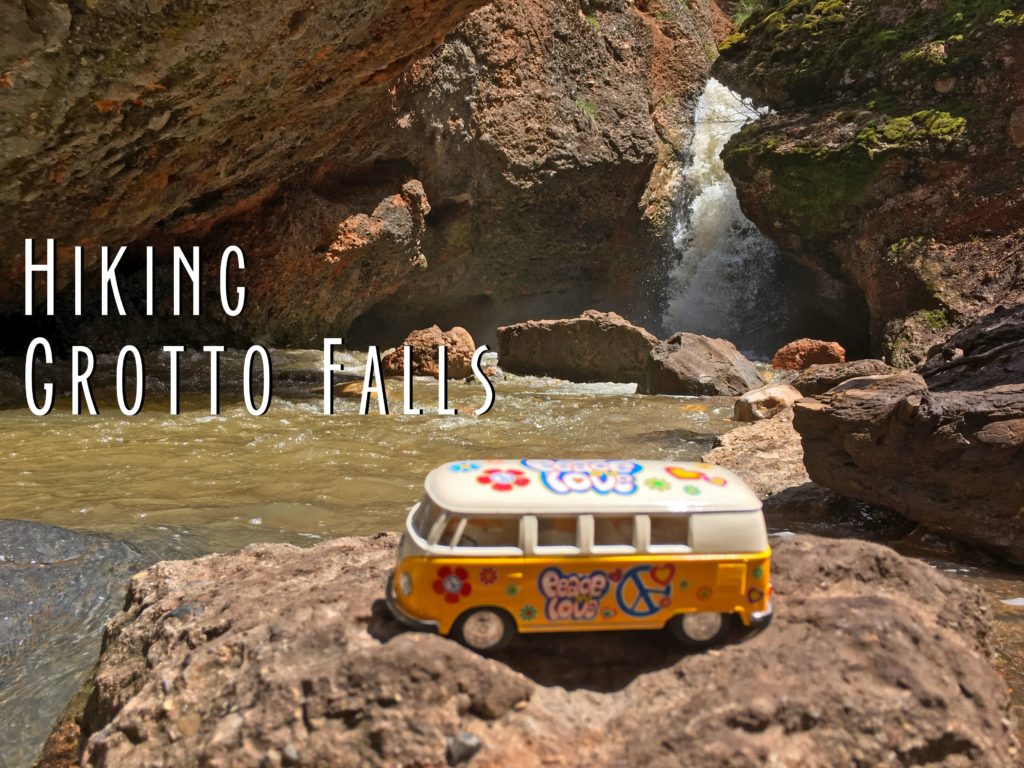 Title card showing Grotto Falls and Yellow Van