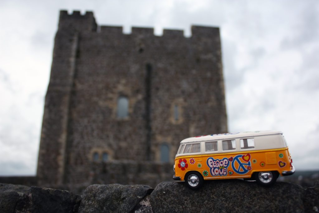 The yellow van and the Carrickfergus Castle Keep