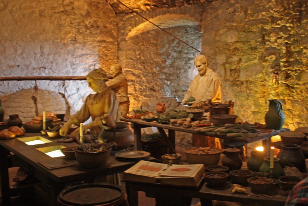 A scene in the great kitchens at Stirling Castle