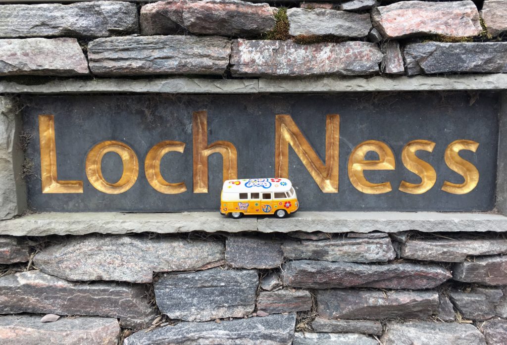 Yellow Van with Loch Ness sign