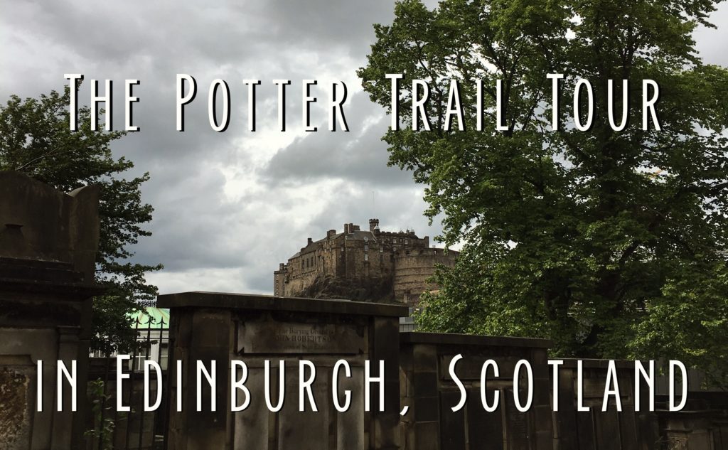 Title card for Potter Trail showing Edinburgh Castle high above the cemetary