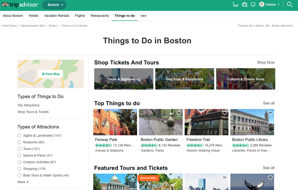 screenshot of tripadvisor website