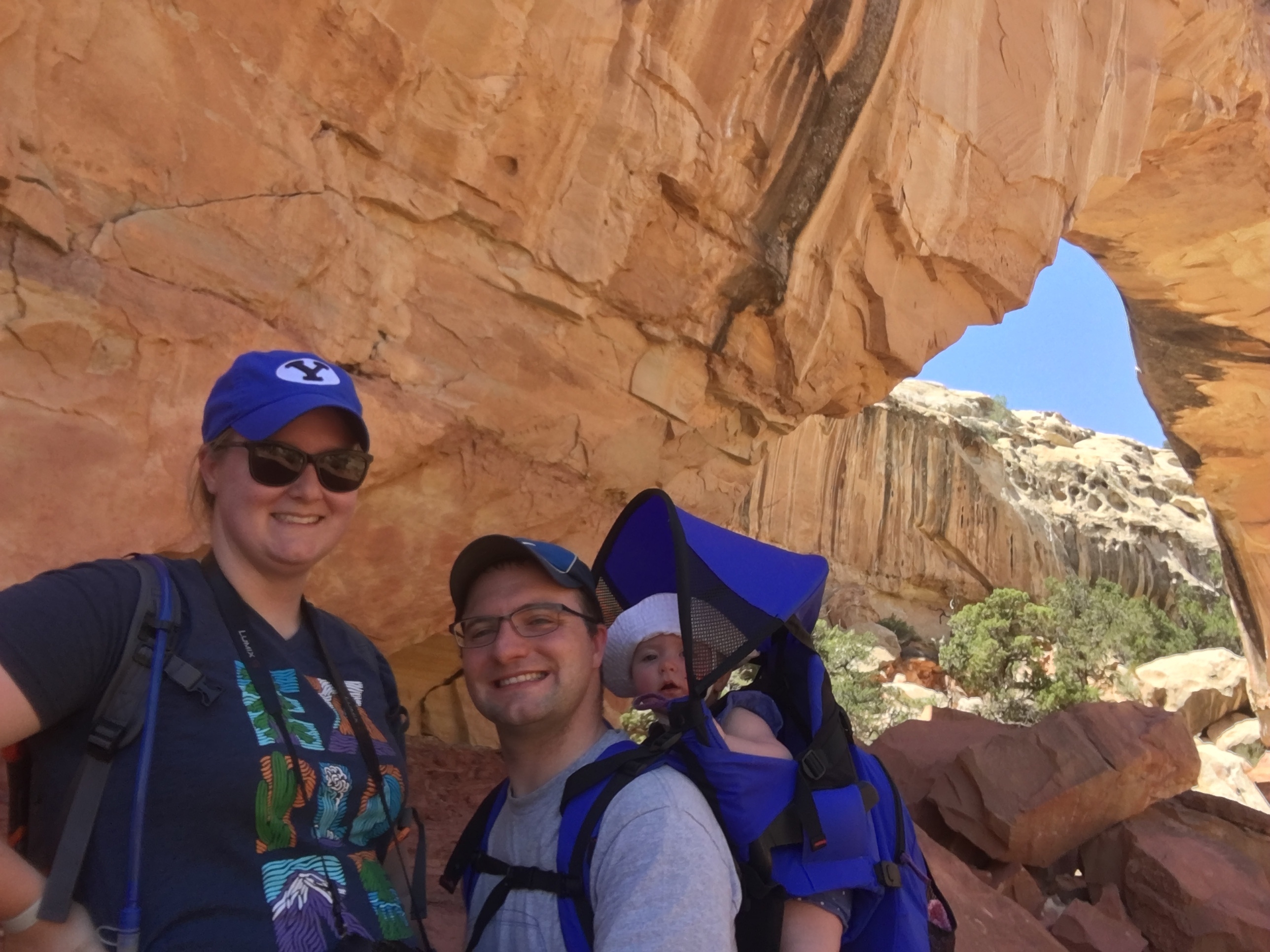 the family at Hickman Bridge at Capitol Reef National Park