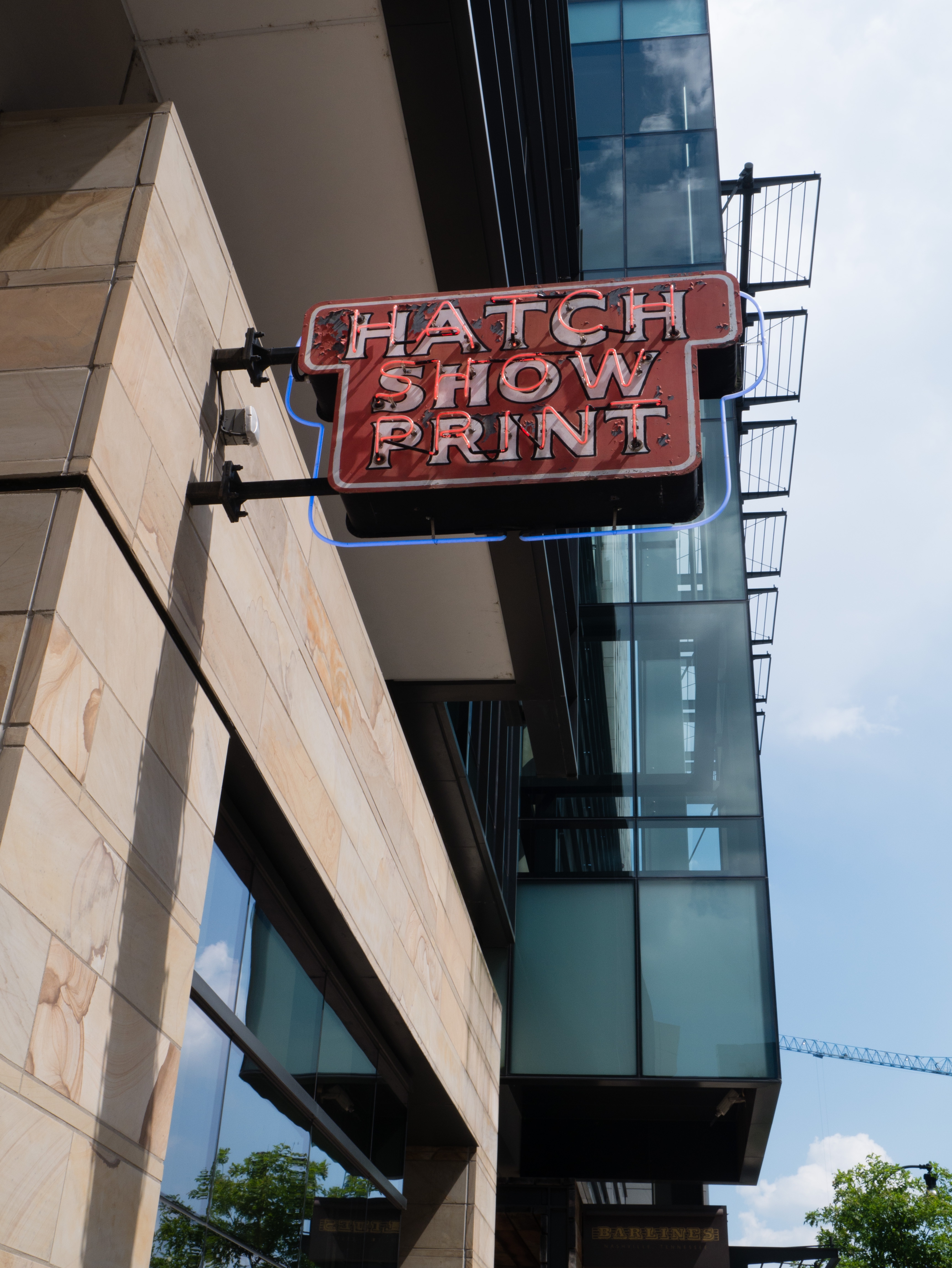 The Hatch Show Print sign off the street