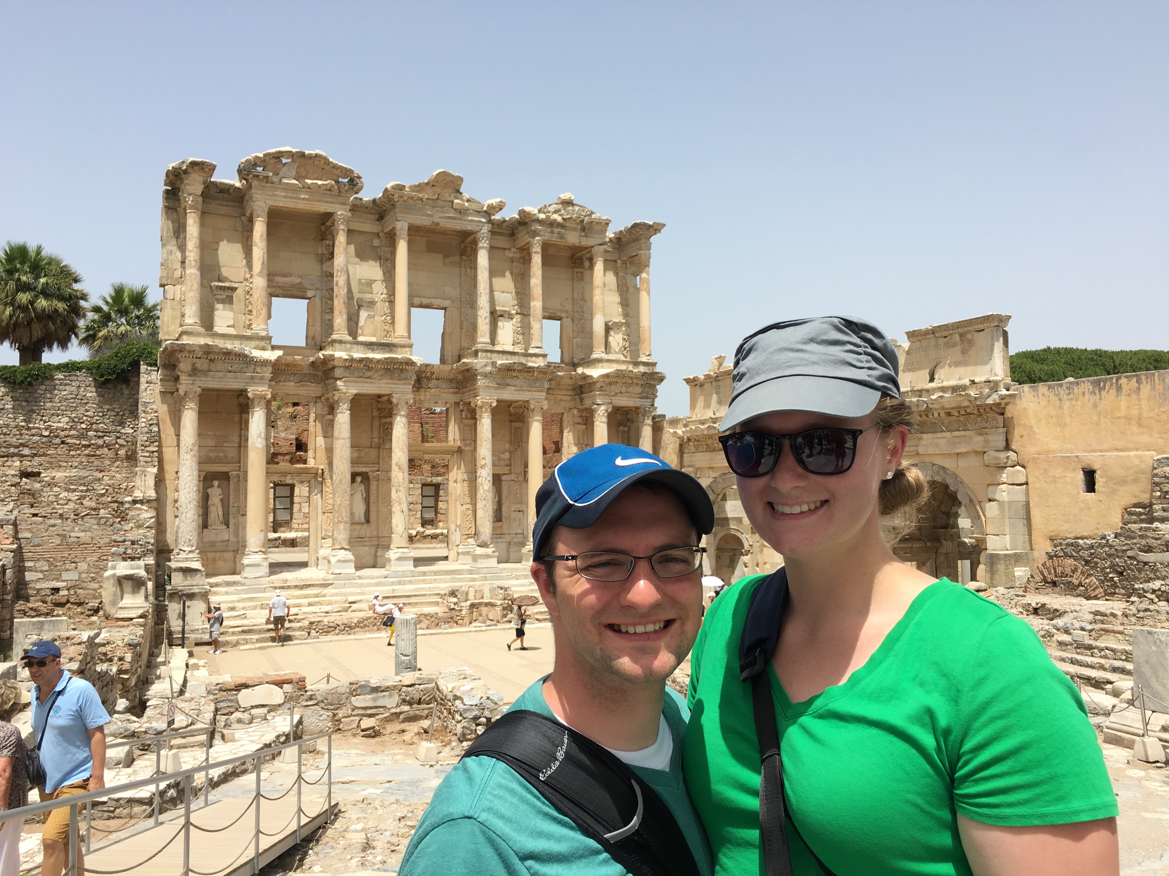 Ben and Meagan in Ephesus where it was very hot 