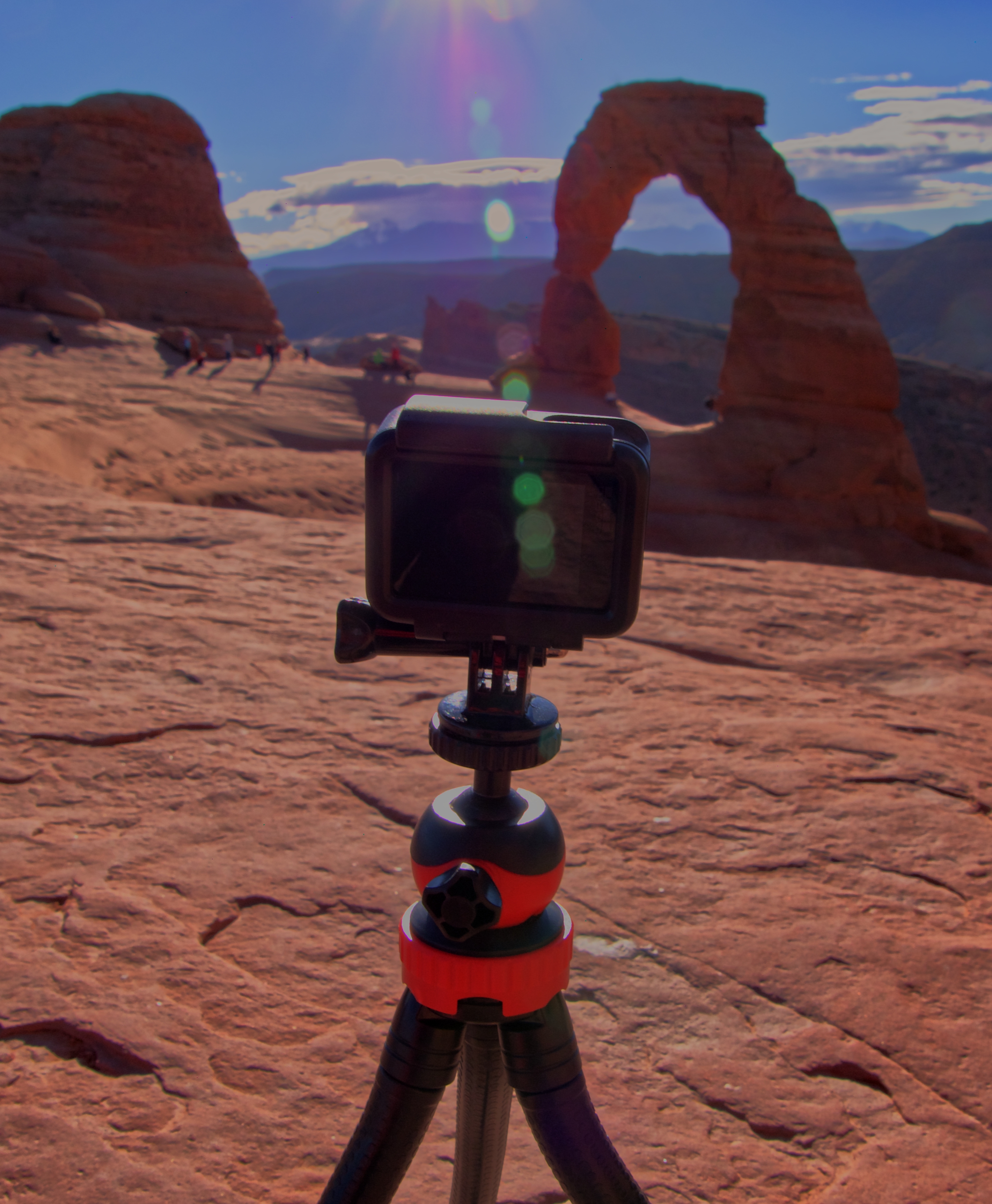 Spivo flexible tripod with GoPro Hero 7 at Delicate Arch