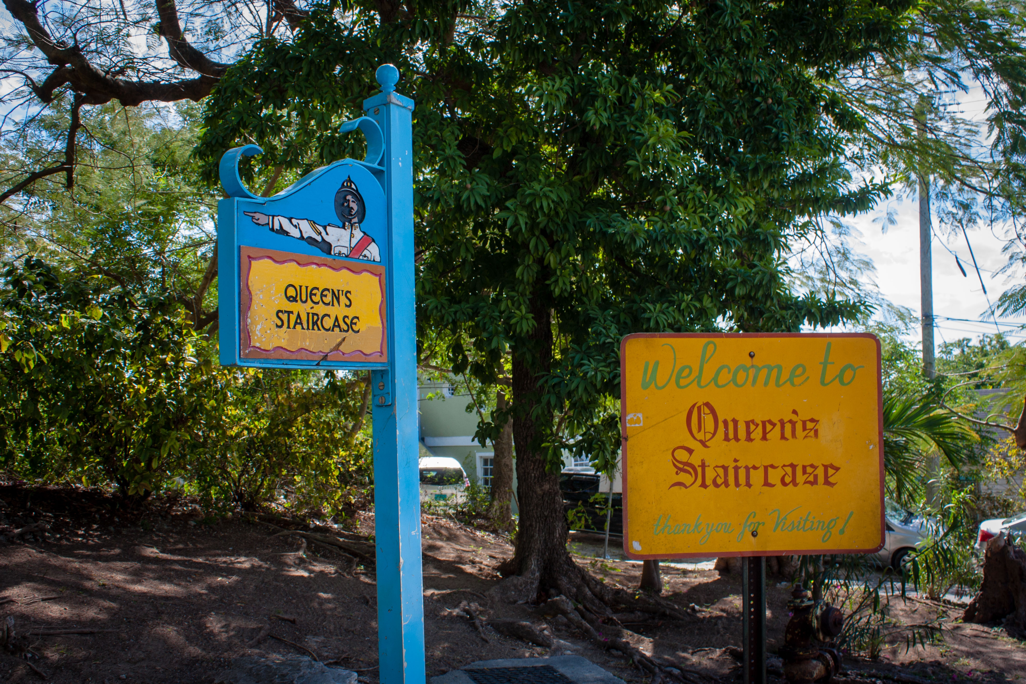Sign for Queen's Staircase in Nassau