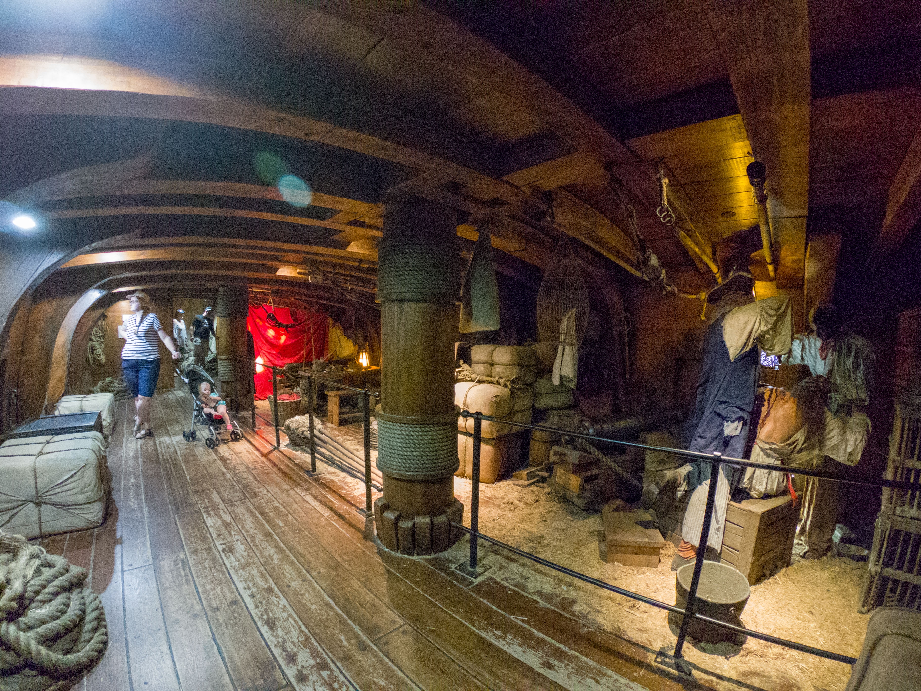 Inside the pirate ship at the Pirates of Nassau Museum