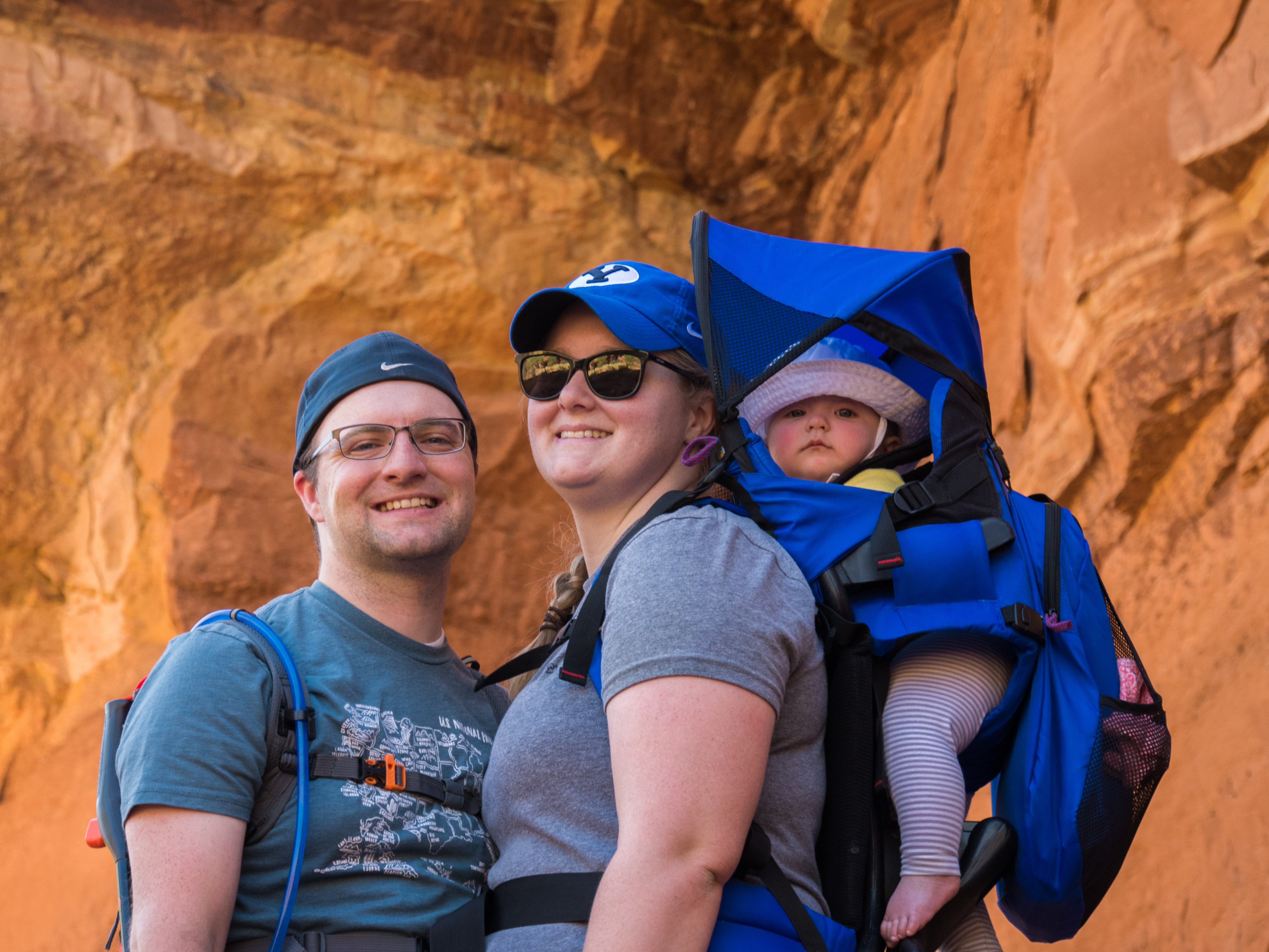 Family hiking with a baby at Capitol Reef