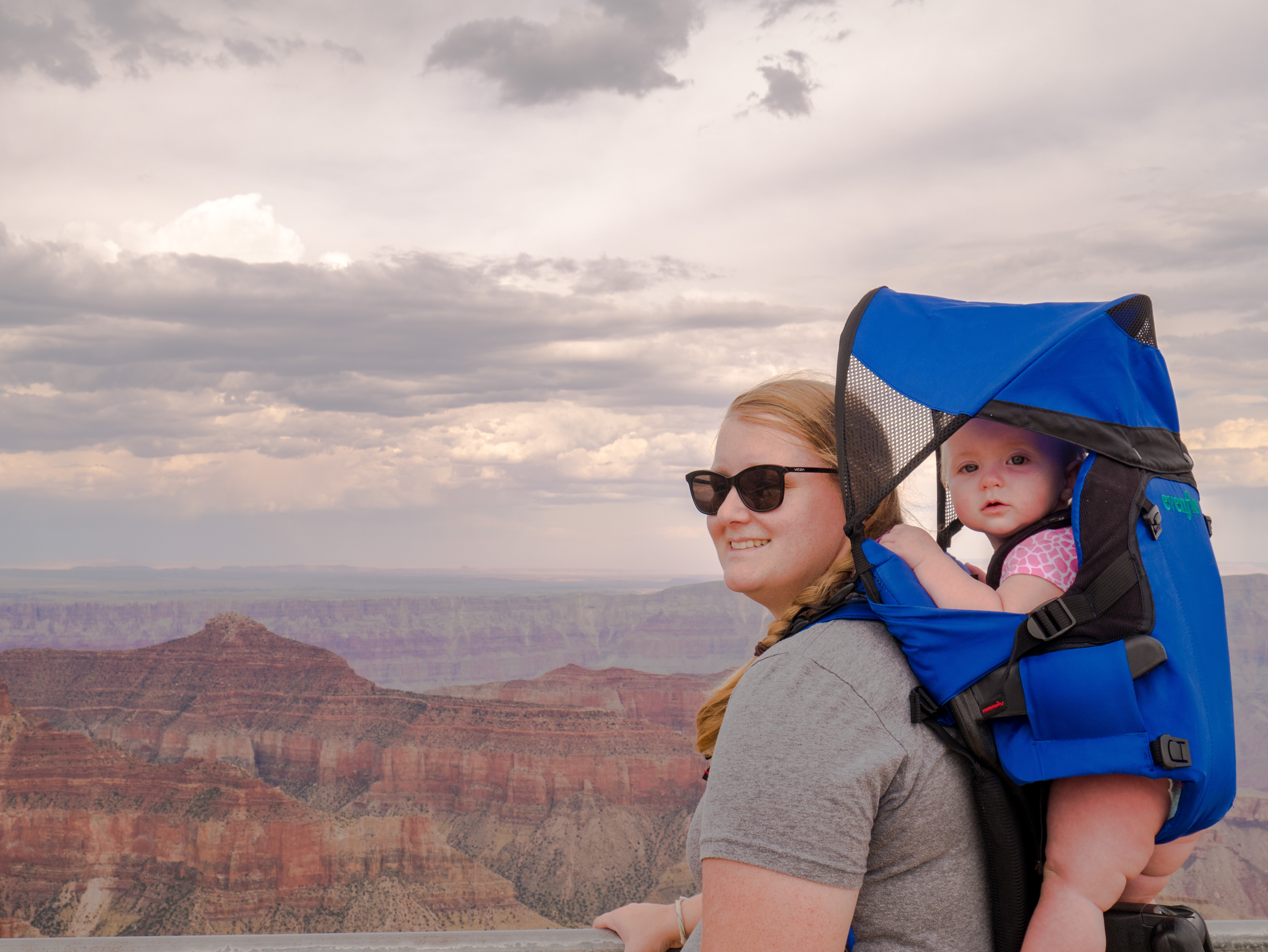 Meagan hiking with a baby at the Grand Canyon