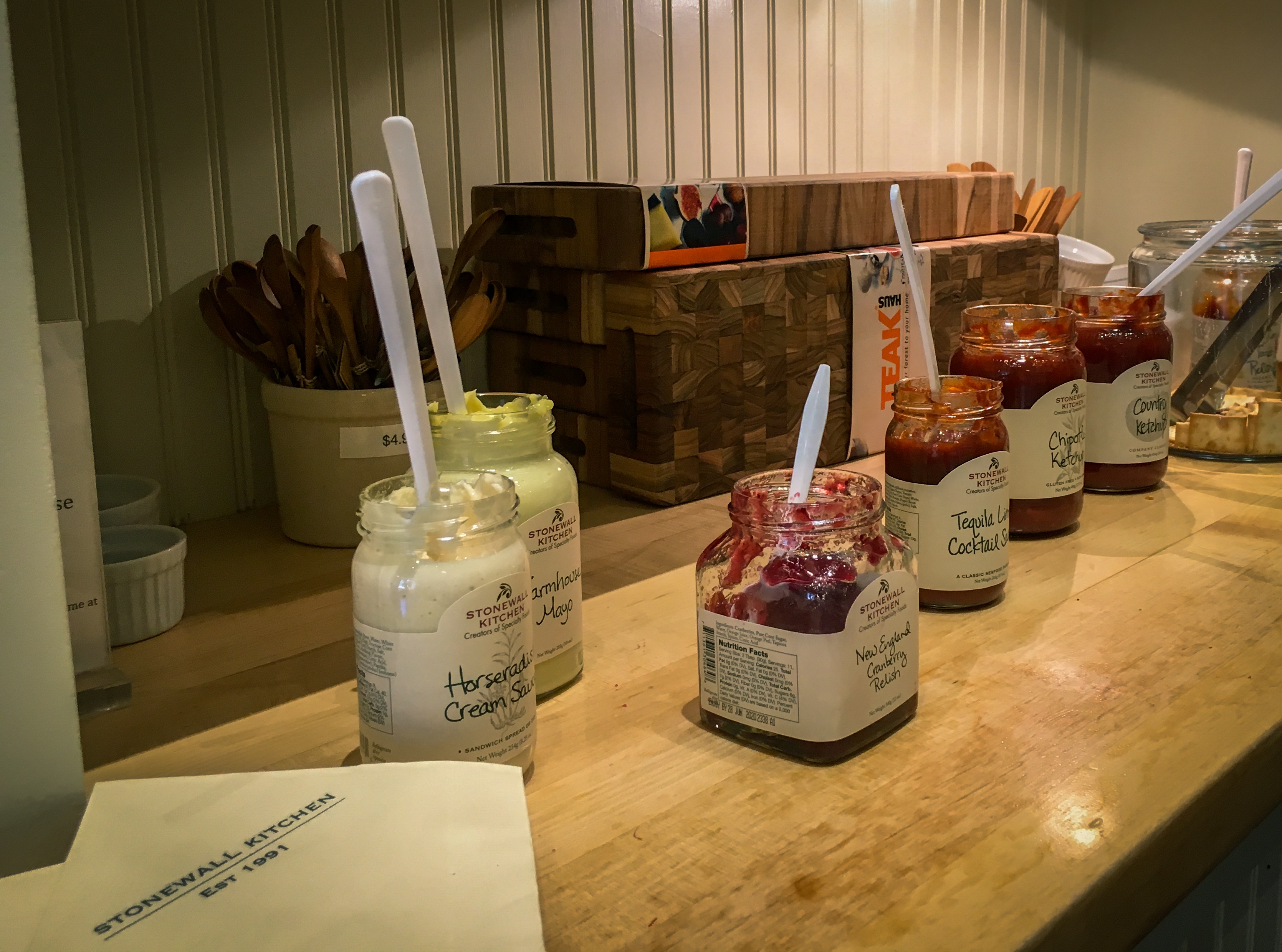 Sample sauces at the Stonewall Kitchen in Maine