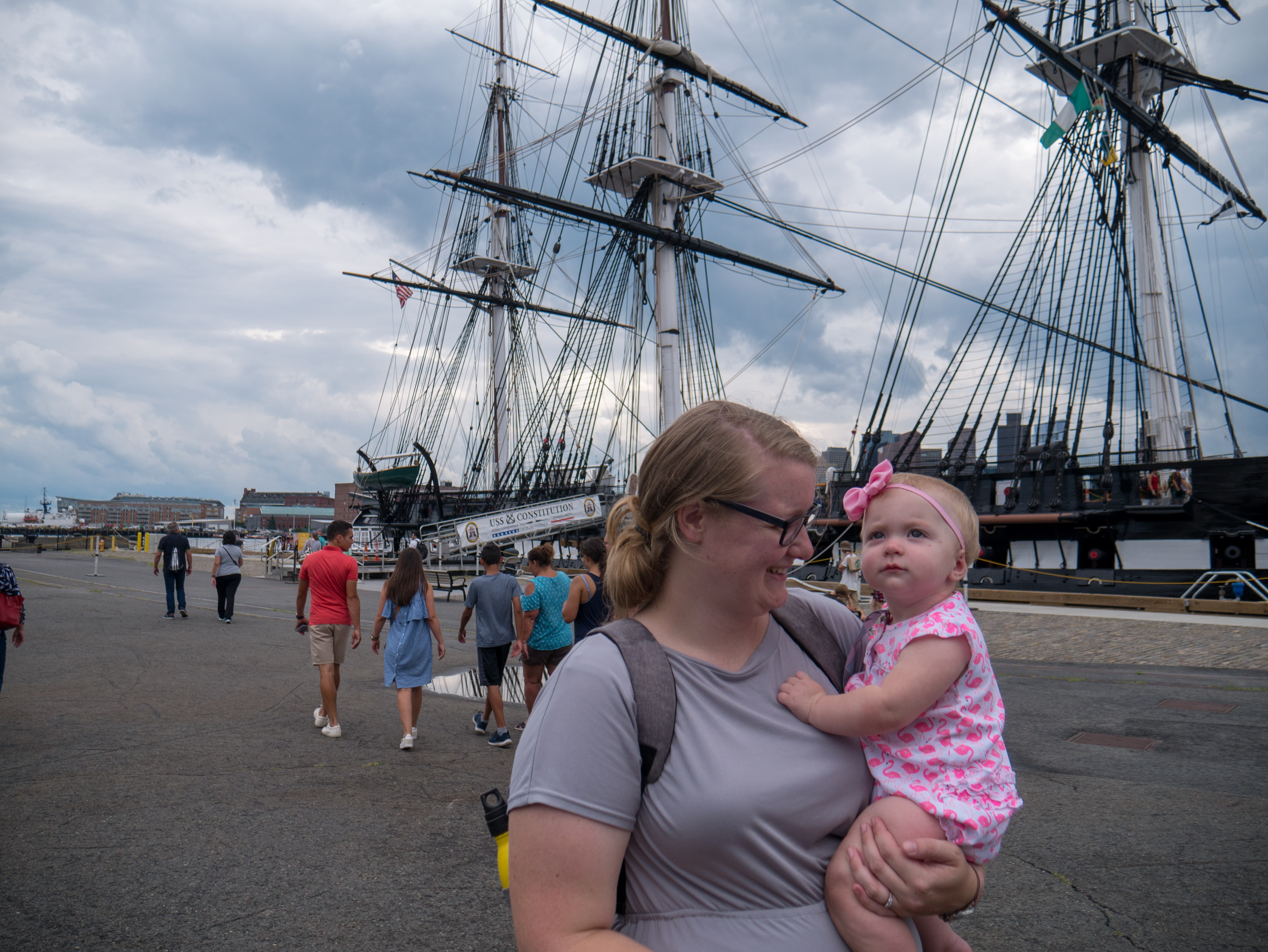 Meagan and baby at the USS constitution