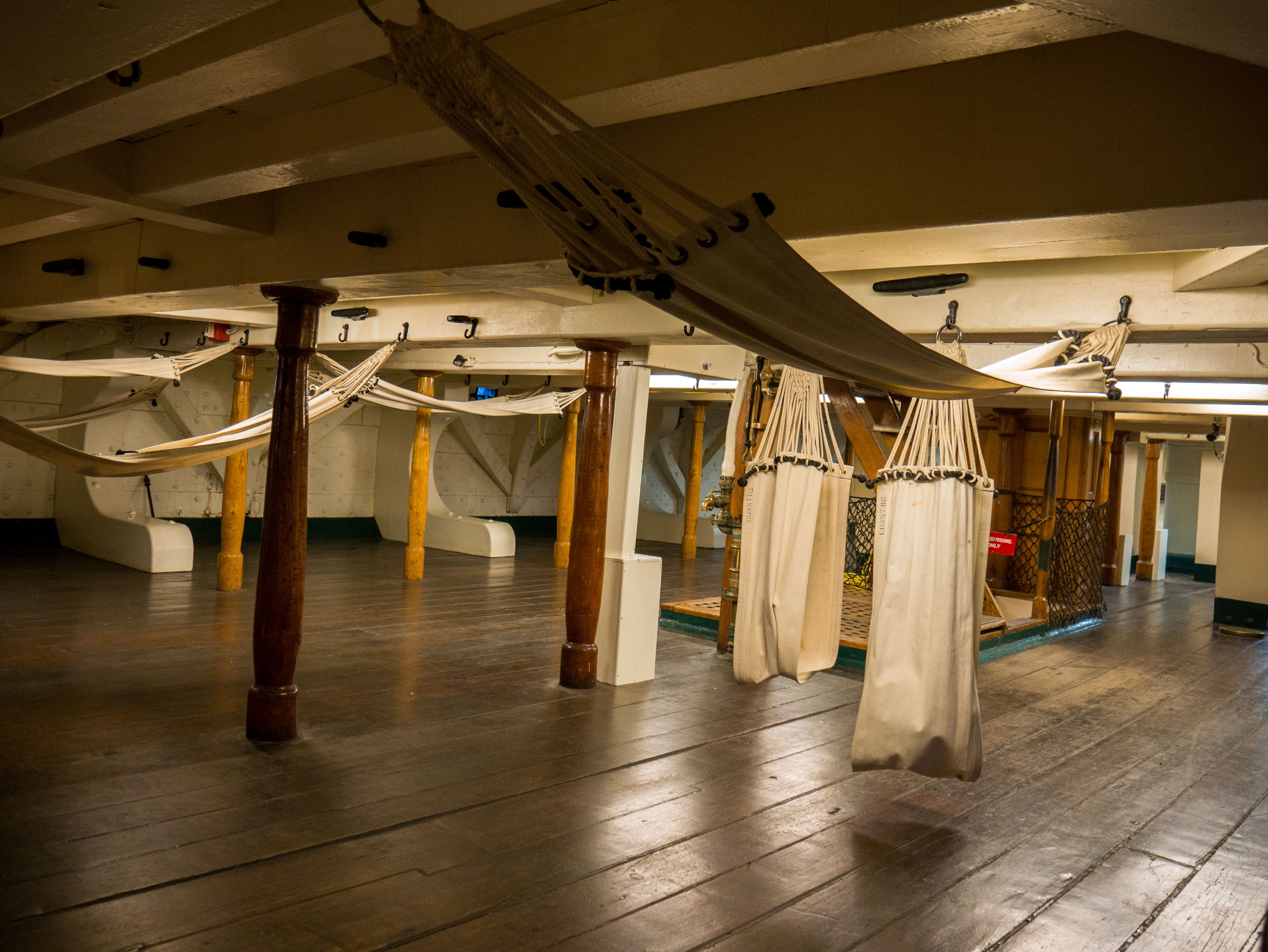 Hammocks hanging in the USS Constitution