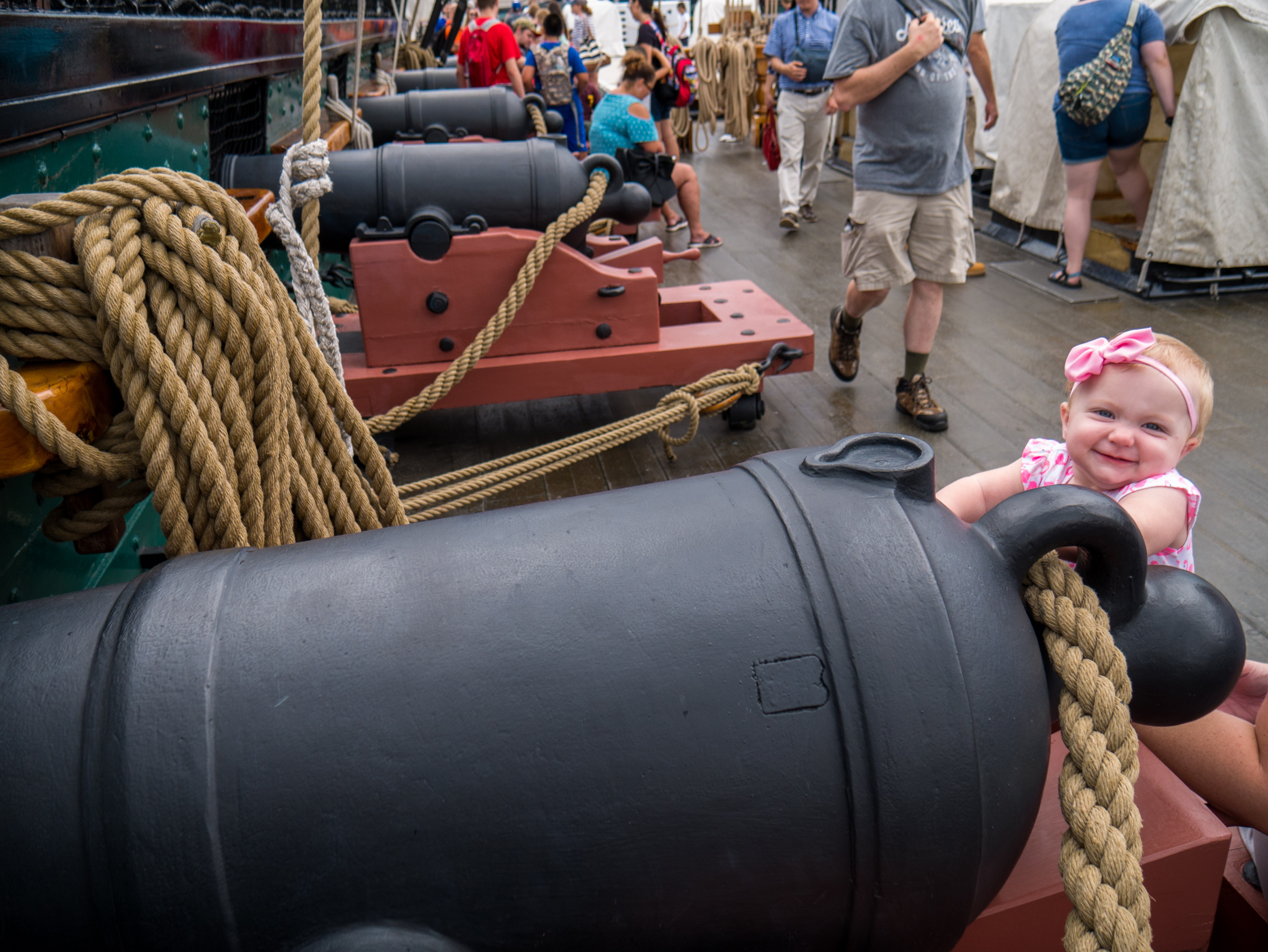 Baby with a cannon at the USS Contsitution