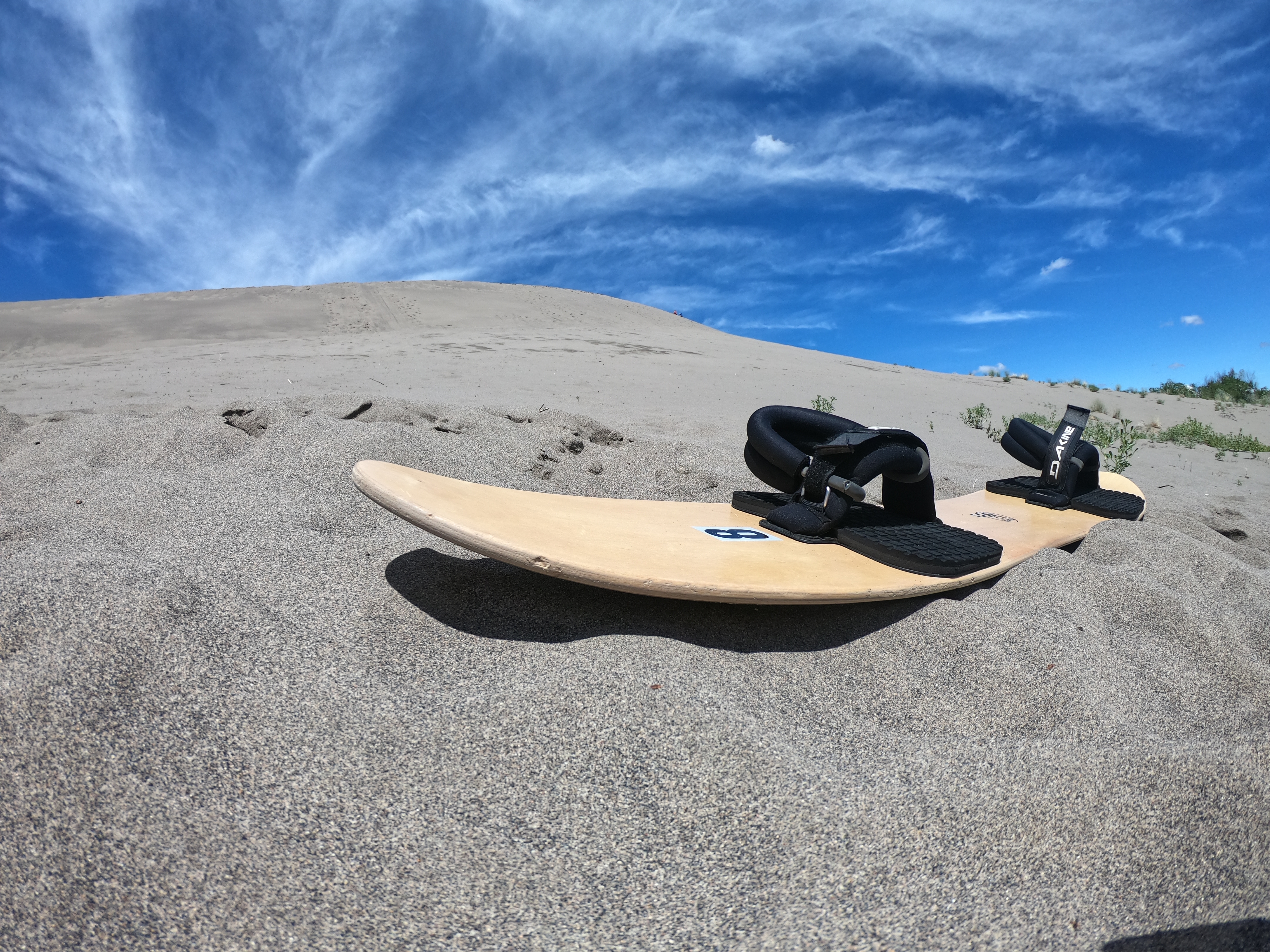 Sandboard in the sand at the Bruneau Dunes