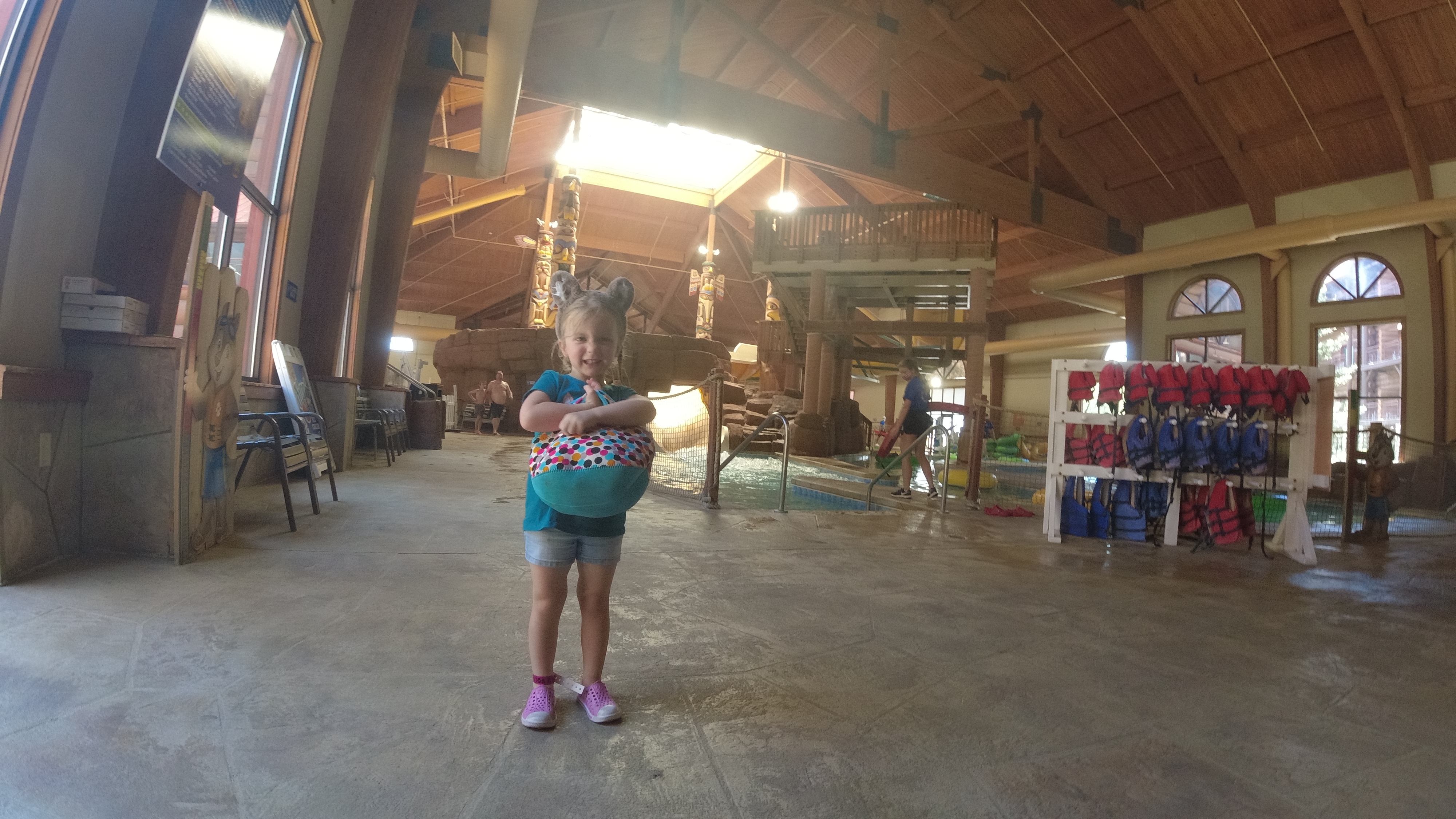 Lucy at the water park at the Great Wolf Lodge at Wisconsin Dells