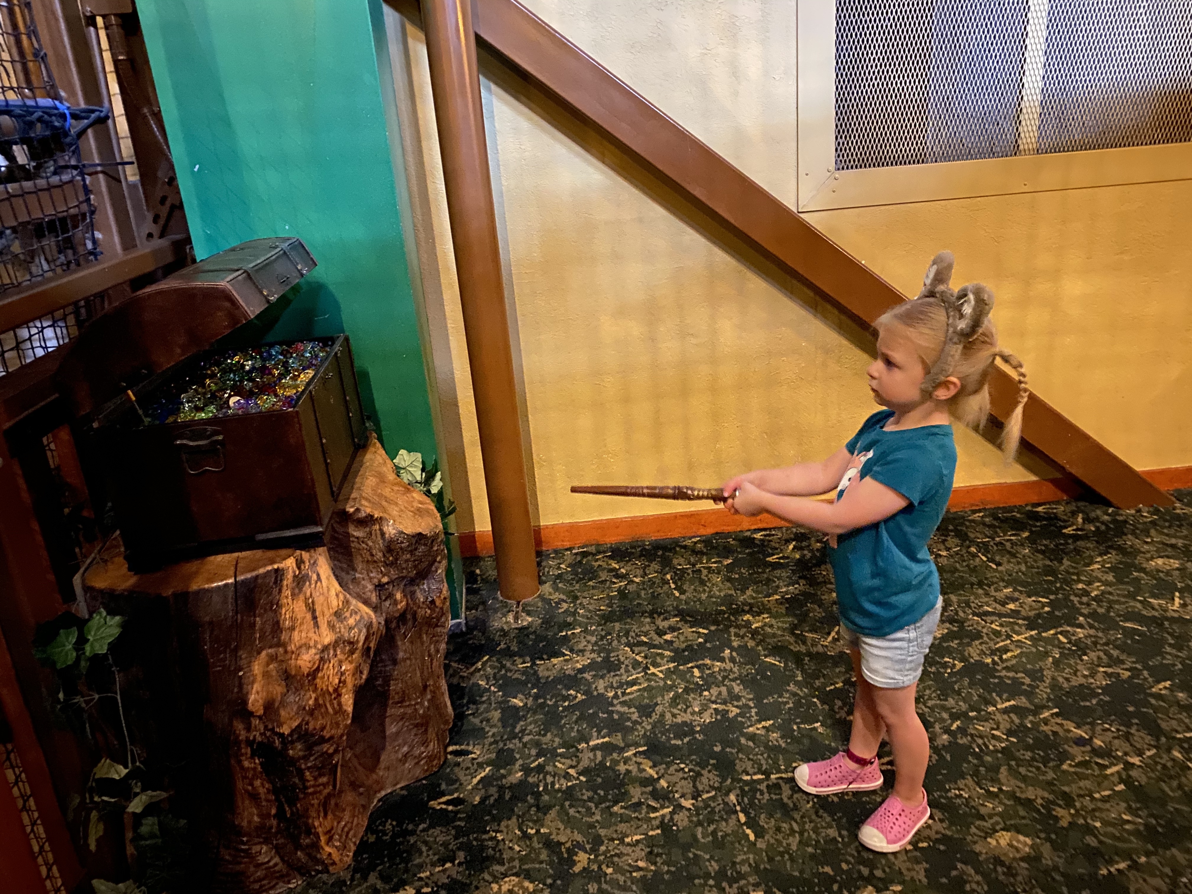 Lucy playing Magiquest at the Great Wolf Lodge at Wisconsin Dells