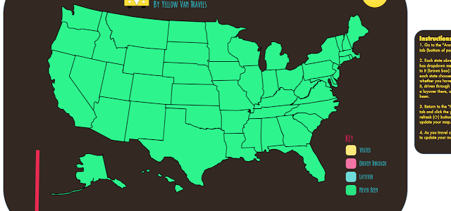 Yellow Van Free 50 State Travel Map